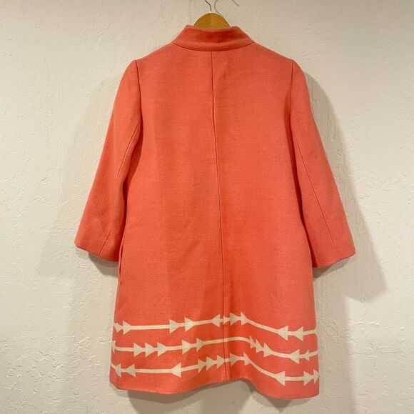 ~Anthropologie Med Wool Coat Lauren Moffatt "Eastward" Coral Peach Women's M - Picture 12 of 15